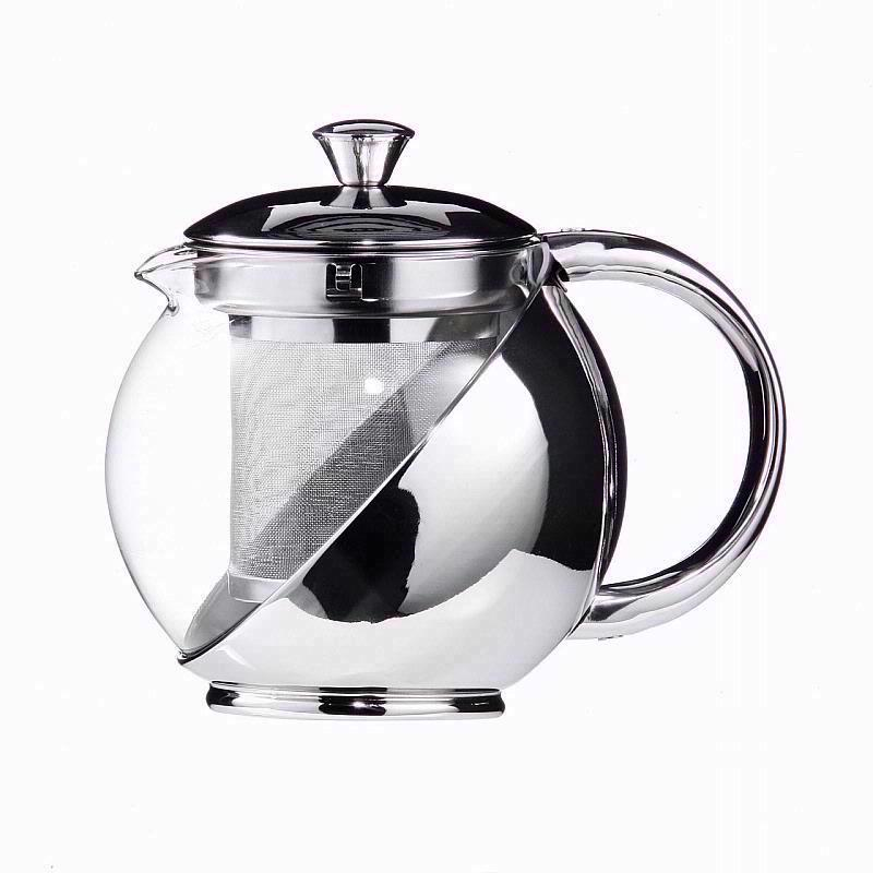 A glass teapot with glass mug for customers to enjoy their tea with.