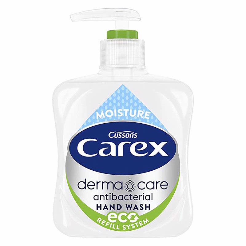 A bottle of Carex antibacterial hand wash