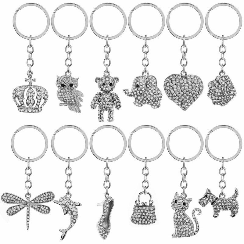 keyrings in a variety of shapes and animal designs