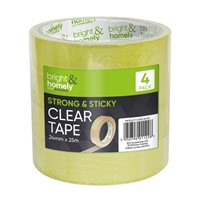 BRIGHT & HOMELY CLEAR TAPE 24MM X 25M PK4
