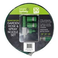 BRIGHT & HOMELY REINFORCED HOSE PIPE & SPRAY NOZZLE SET 30M