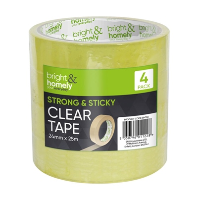 BRIGHT & HOMELY CLEAR TAPE 24MM X 25M PK4