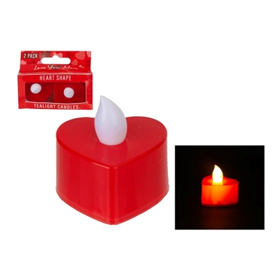 HEART SHAPED TEA LIGHTS PK2