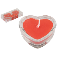 VALENTINES HEART SHAPED CANDLES IN GLASS HOLDERS 2 PACK