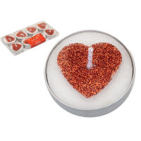 VALENTINES GLITTER HEART TEALIGHT CANDLES 8 PACK